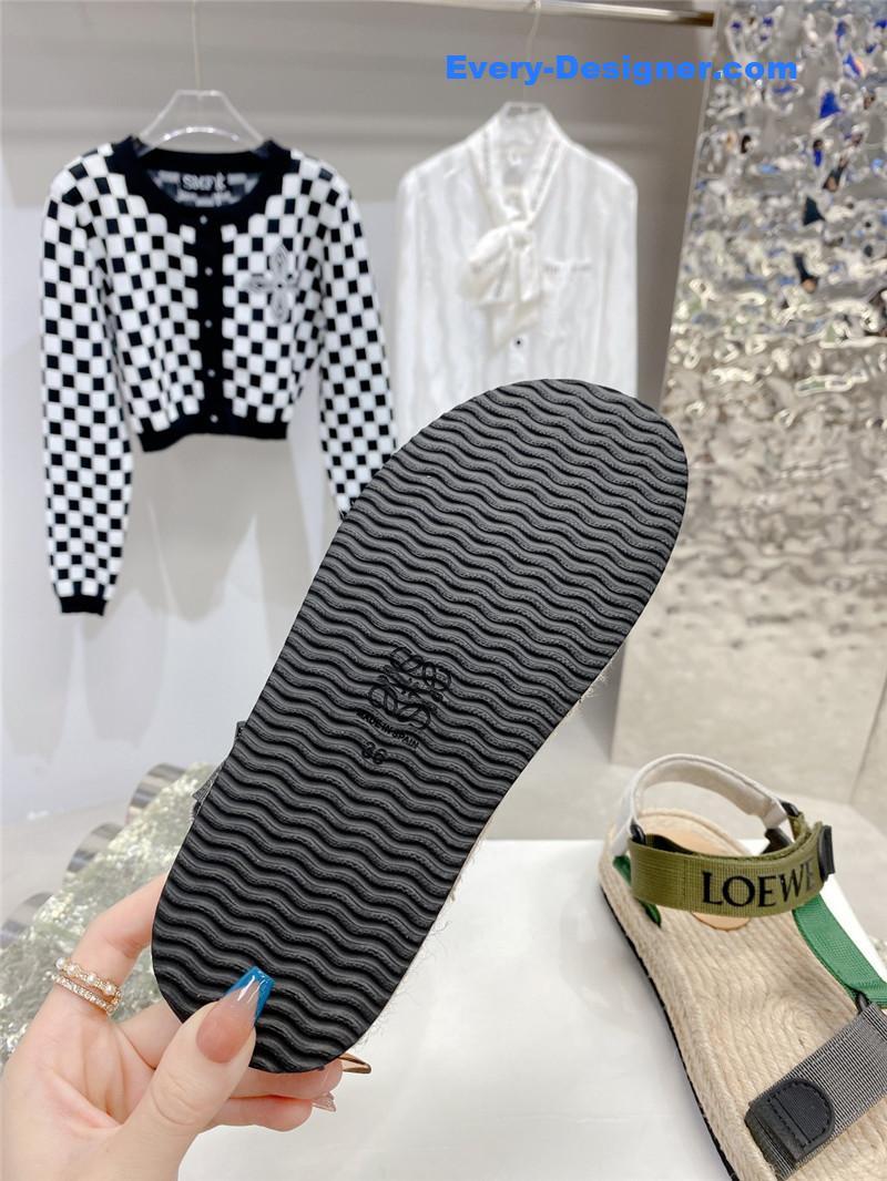 L0ew* new straw platform color block sandals