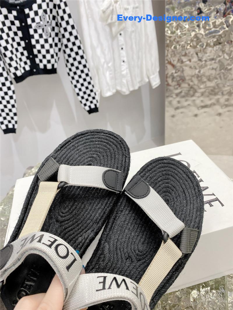 L0ew* new straw platform color block sandals