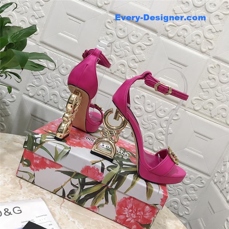 Dolce & Gabbana Baroque DG 105mm Fuchsia Leather Sandals