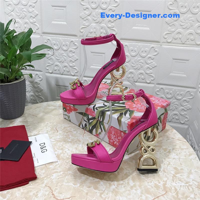 Dolce & Gabbana Baroque DG 105mm Fuchsia Leather Sandals