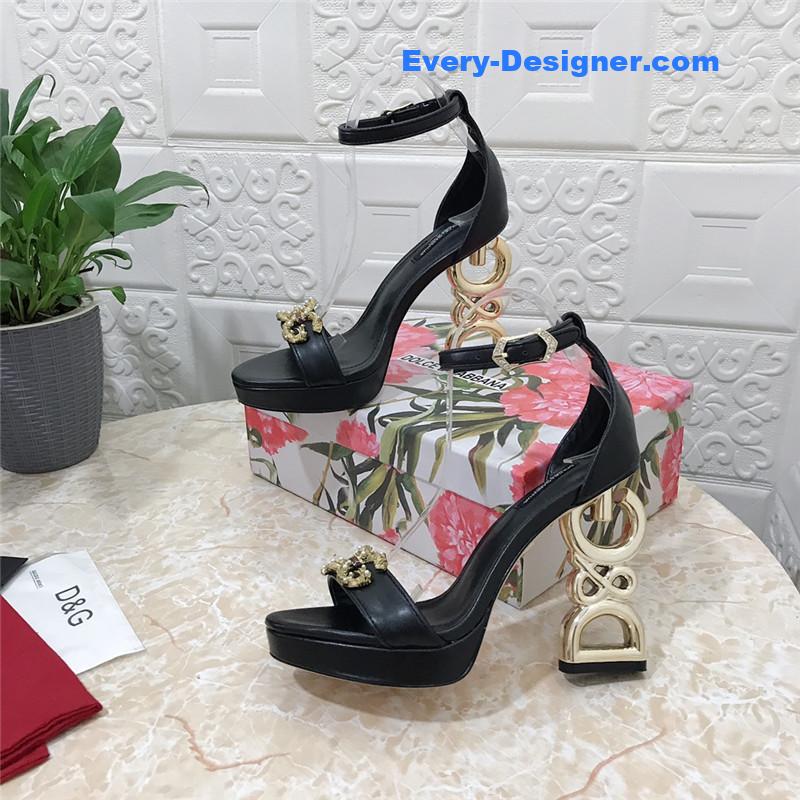 Dolce & Gabbana d&g platform DG big gold buckle heel sandals
