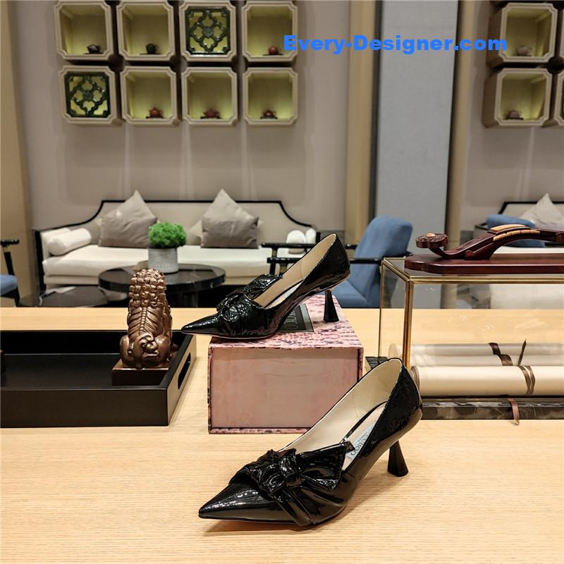 J1m*y Ch00 ruffled knot wrinkled sandals