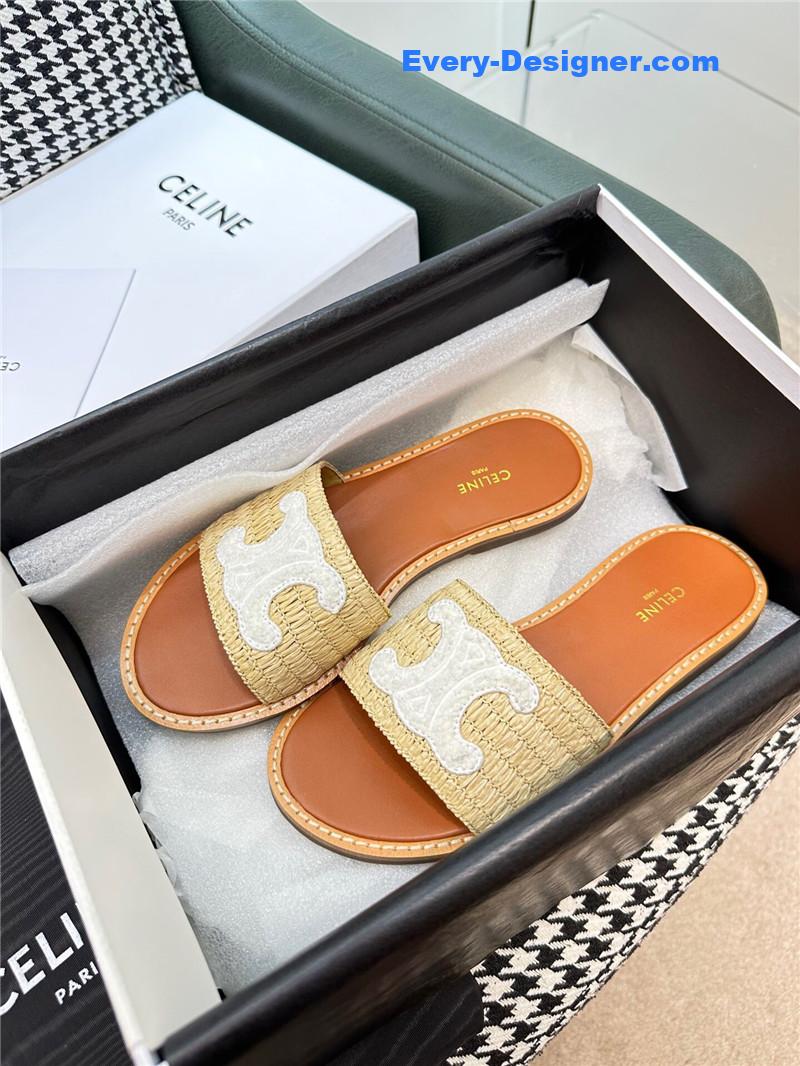 Ce1i*e british style flat micro logo sandals and slippers