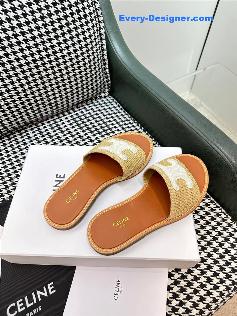 Ce1i*e british style flat micro logo sandals and slippers