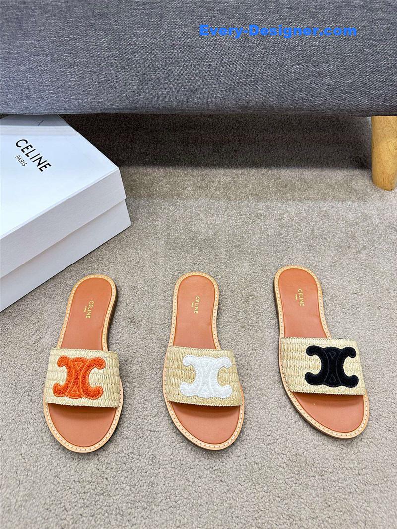 Ce1i*e british style flat micro logo sandals and slippers