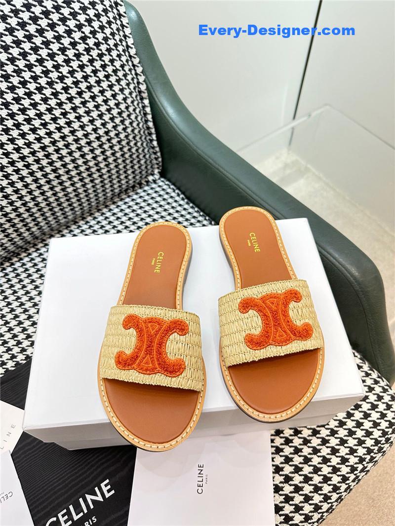 Ce1i*e british style flat micro logo sandals and slippers