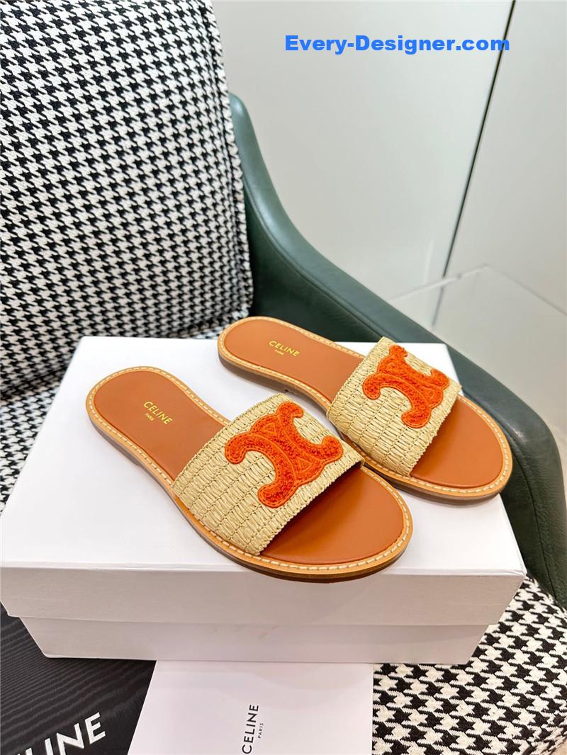 Ce1i*e british style flat micro logo sandals and slippers
