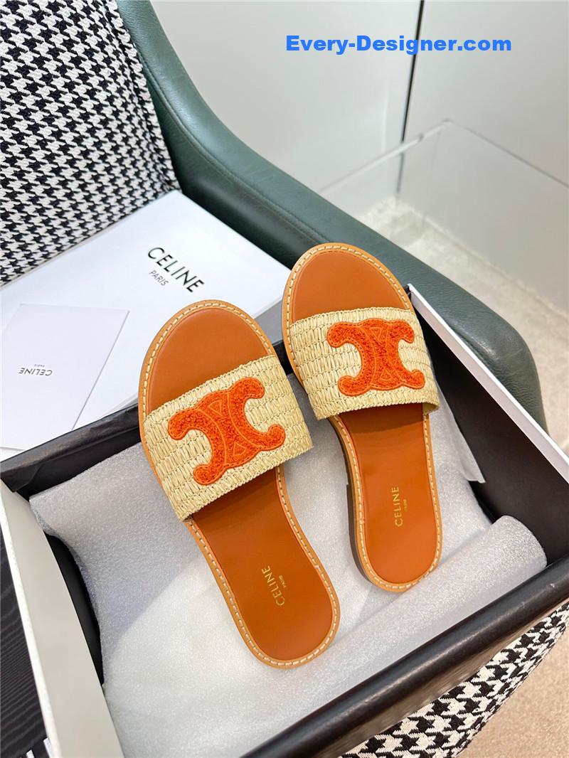 Ce1i*e british style flat micro logo sandals and slippers