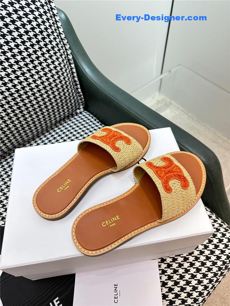Ce1i*e british style flat micro logo sandals and slippers