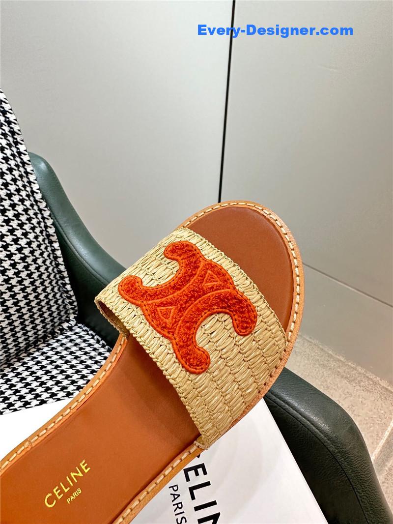 Ce1i*e british style flat micro logo sandals and slippers