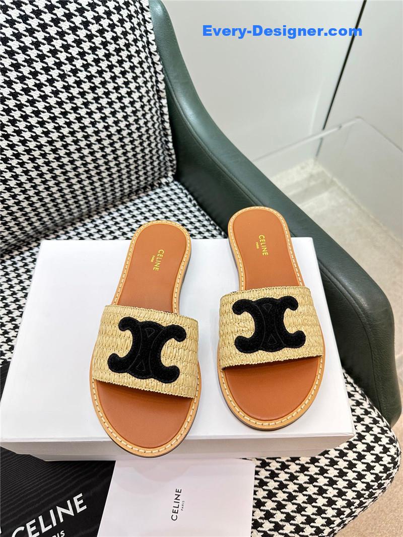 Ce1i*e british style flat micro logo sandals and slippers