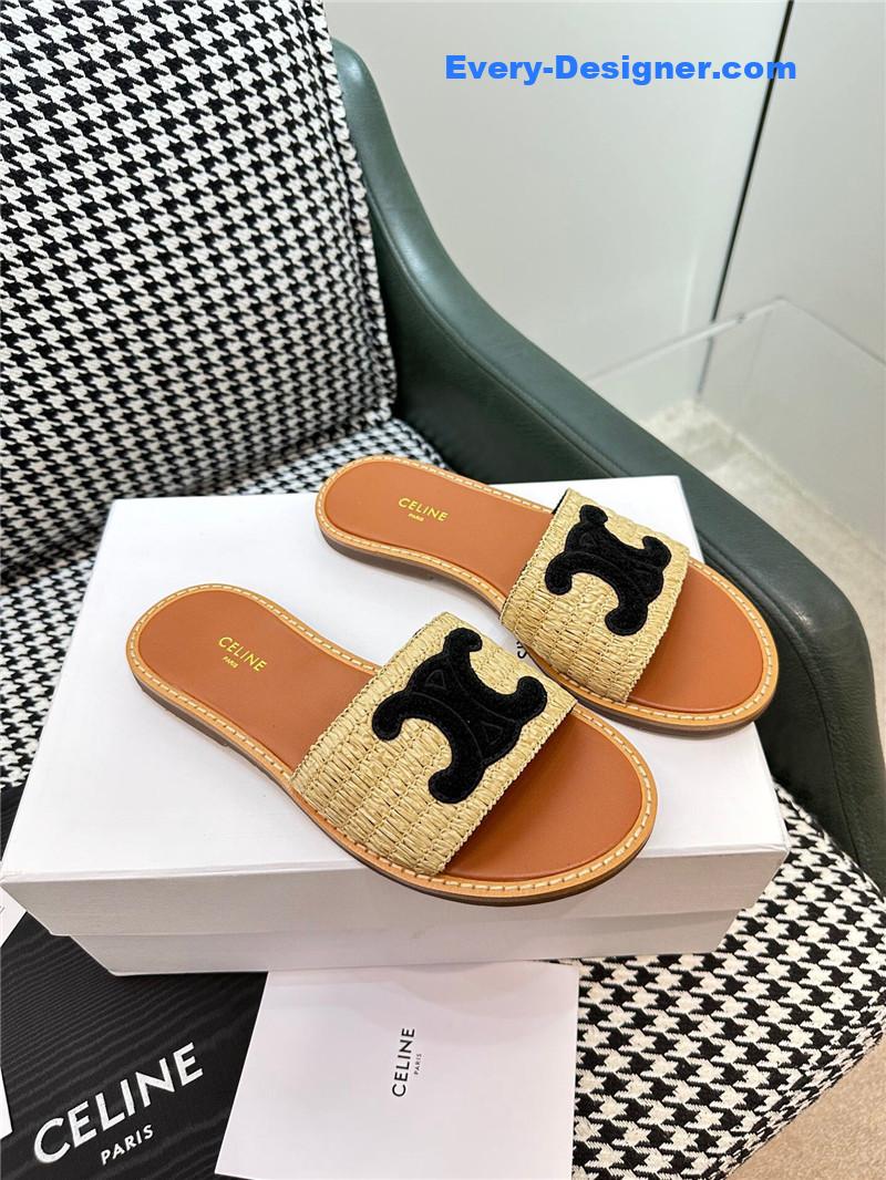 Ce1i*e british style flat micro logo sandals and slippers
