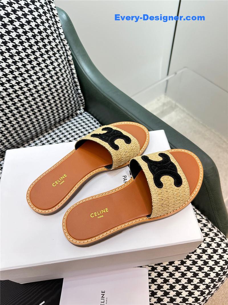 Ce1i*e british style flat micro logo sandals and slippers