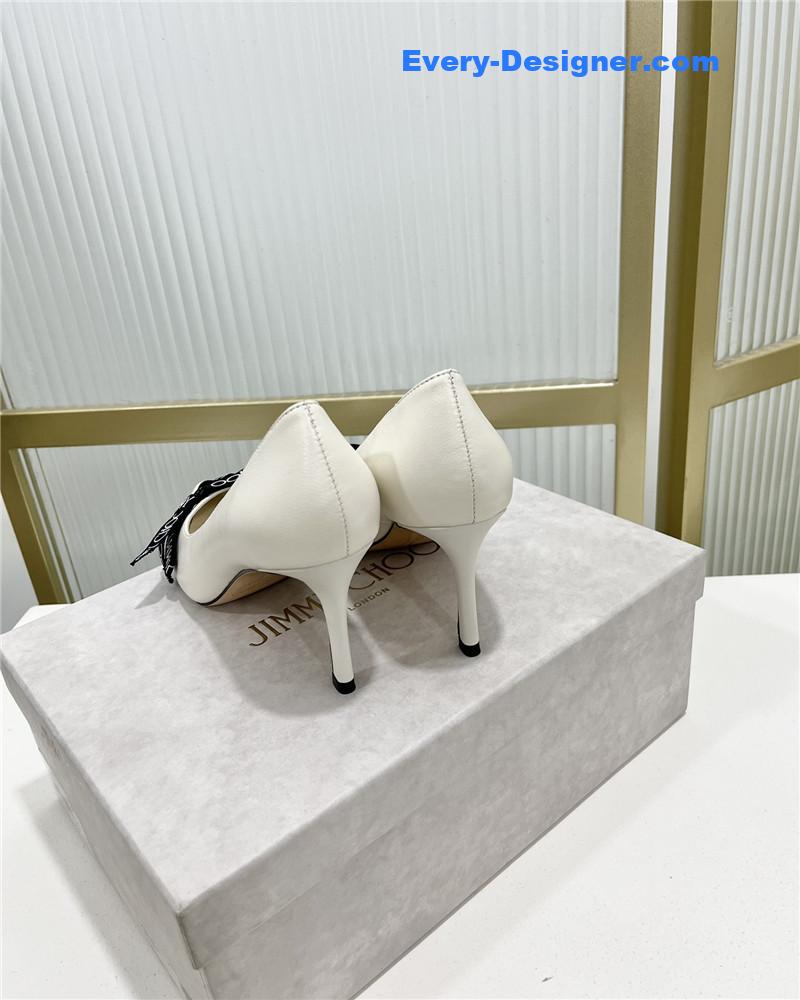 J1m*y Ch00 new logo print webbing square toe flat shoes