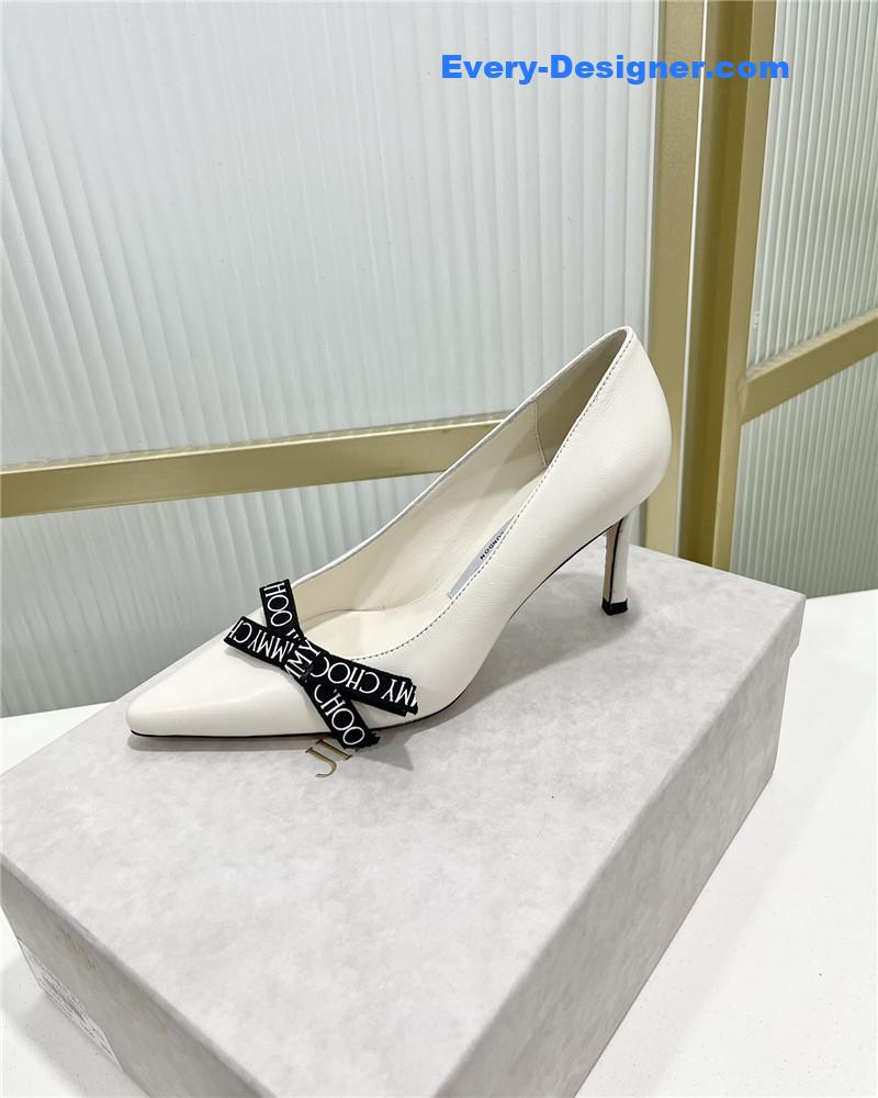 J1m*y Ch00 new logo print webbing square toe flat shoes