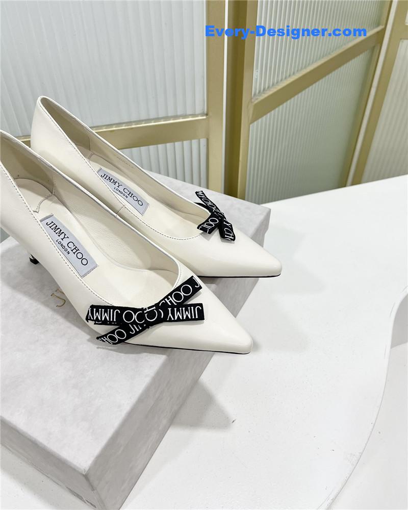 J1m*y Ch00 new logo print webbing square toe flat shoes