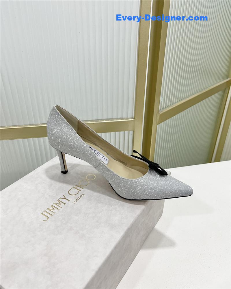 J1m*y Ch00 new logo print webbing square toe flat shoes