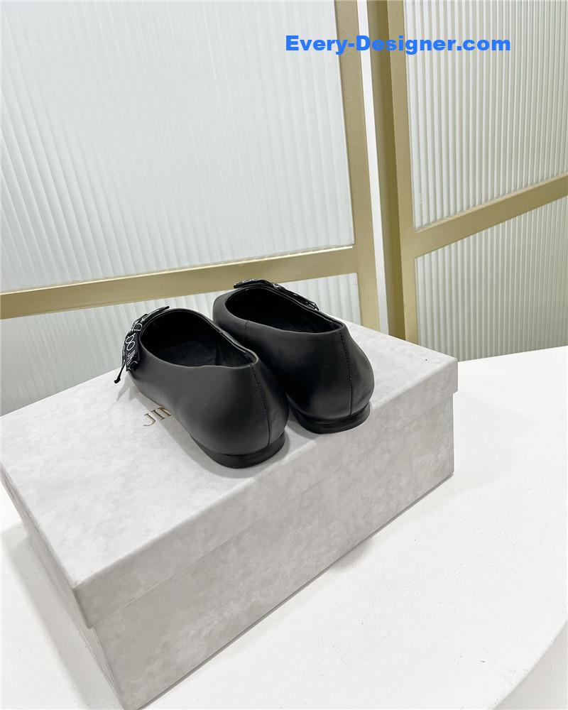 J1m*y Ch00 new logo print webbing square toe flat shoes