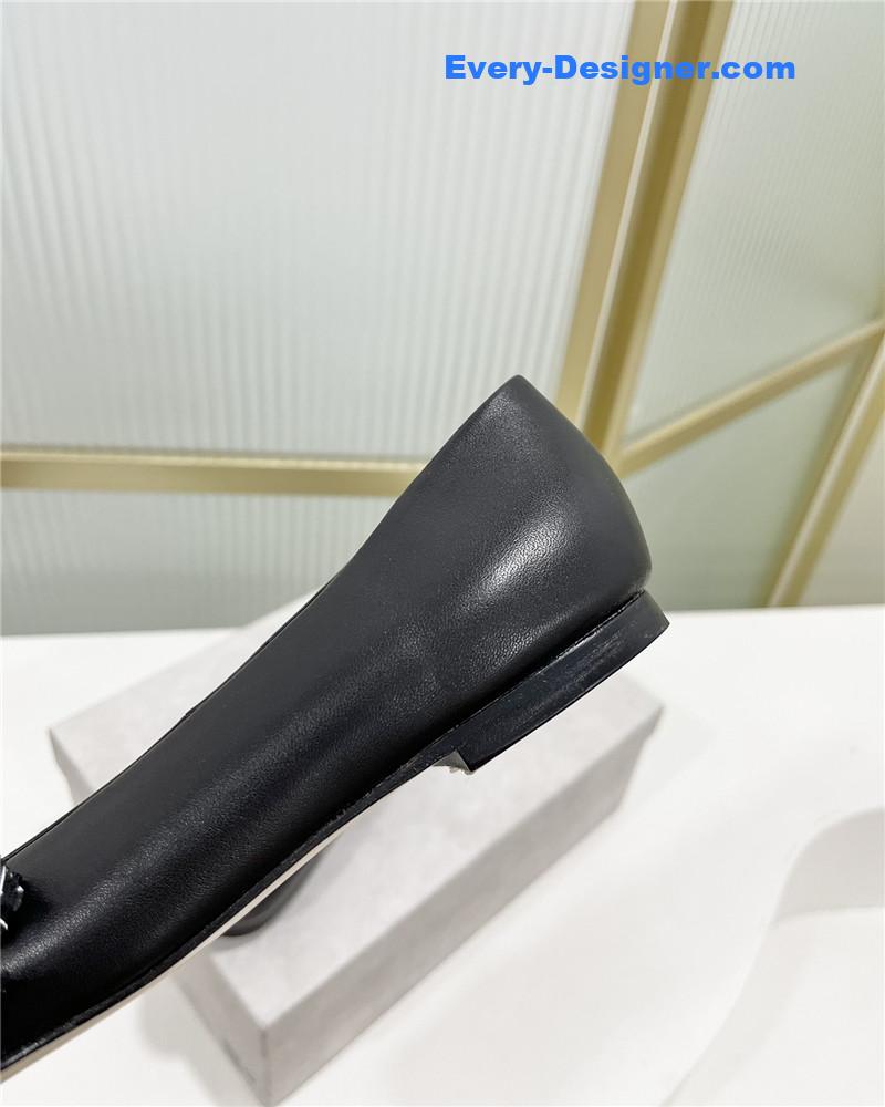 J1m*y Ch00 new logo print webbing square toe flat shoes