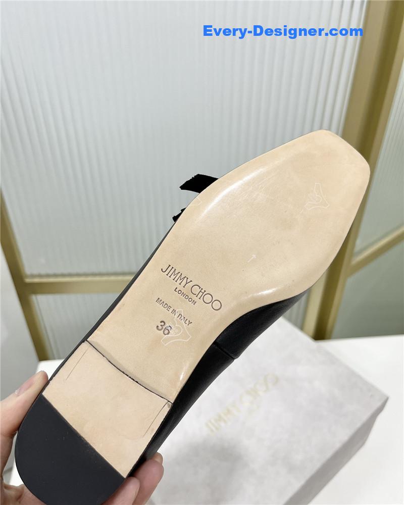 J1m*y Ch00 new logo print webbing square toe flat shoes