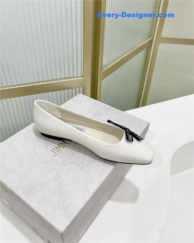 J1m*y Ch00 new logo print webbing square toe flat shoes