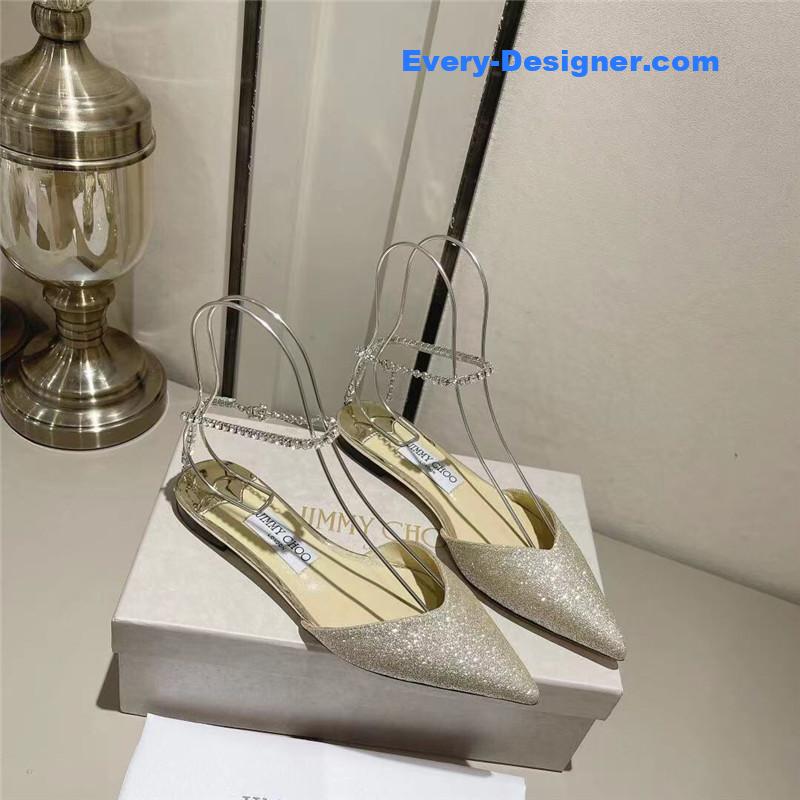 J1m*y Ch00 spring and summer crystal chain pumps