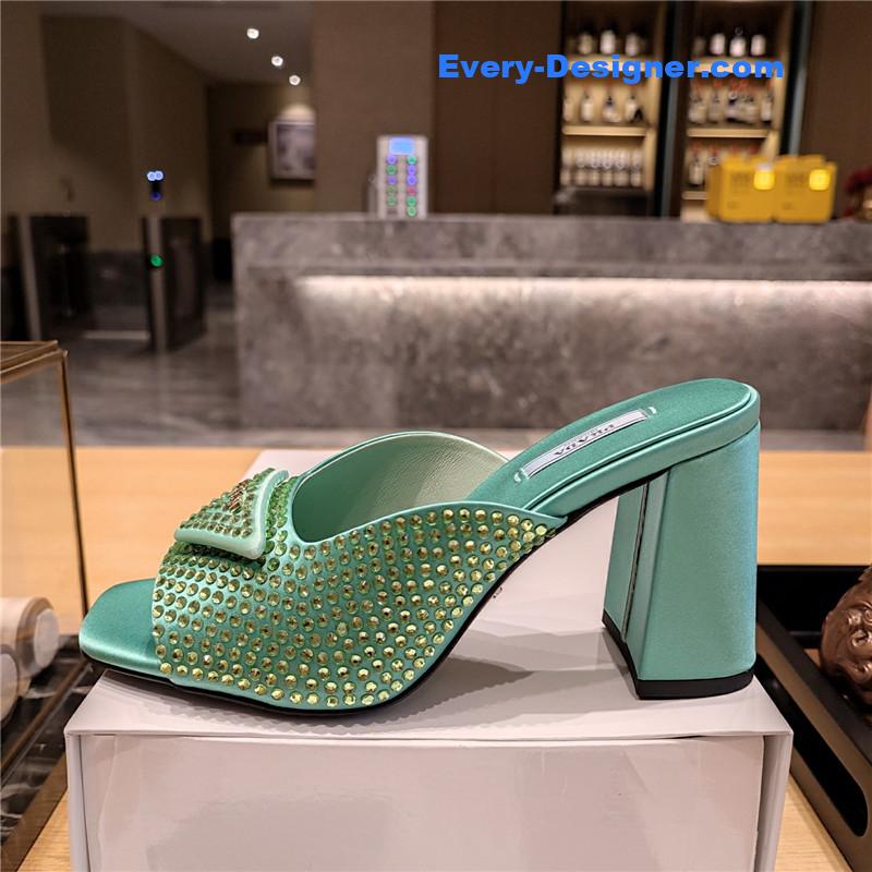 Pra*a block heel square toe sandals