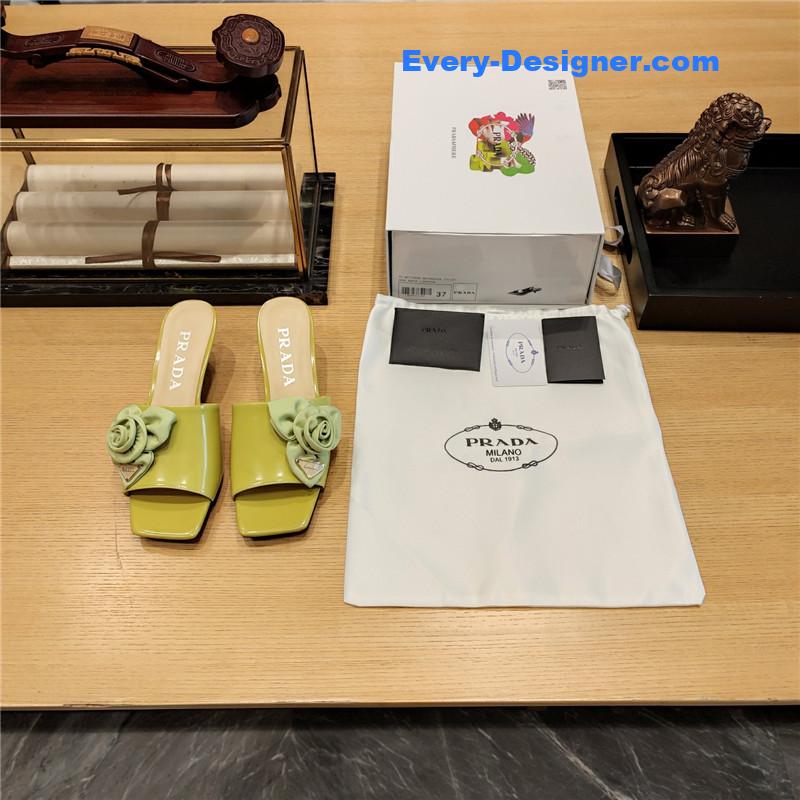 Pra*a low heel rosette square toe sandals