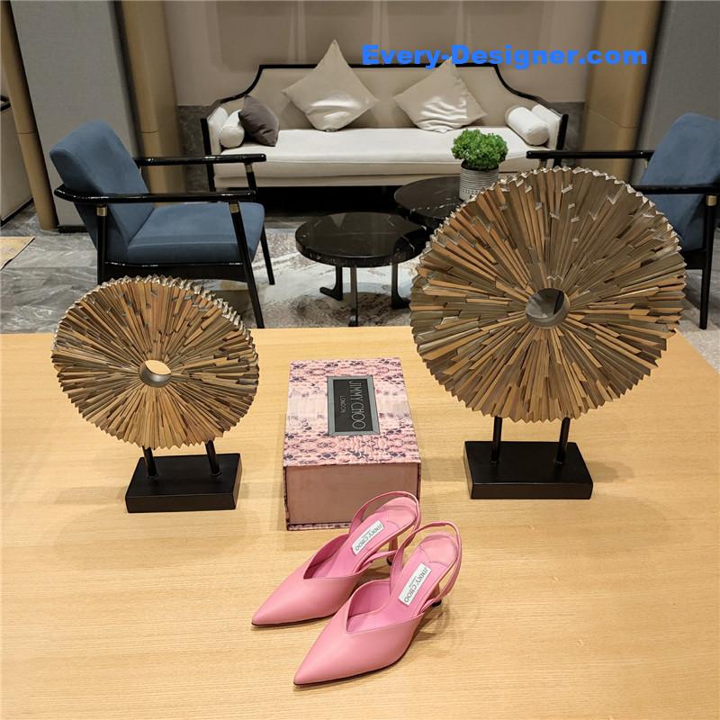 J1m*y Ch00 pink amel 50mm leather pumps