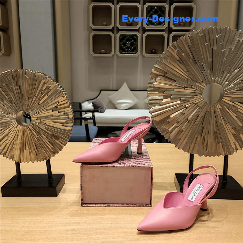 J1m*y Ch00 pink amel 50mm leather pumps