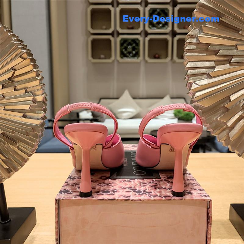 J1m*y Ch00 pink amel 50mm leather pumps