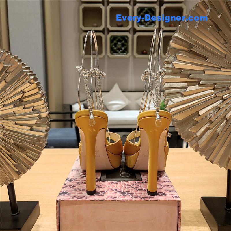 J1m*y Ch00 crystal chain heeled platform sandals