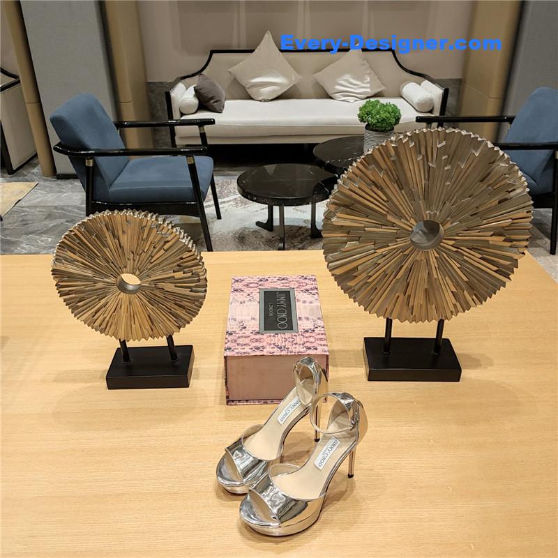 J1m*y Ch00 crystal chain heeled platform sandals