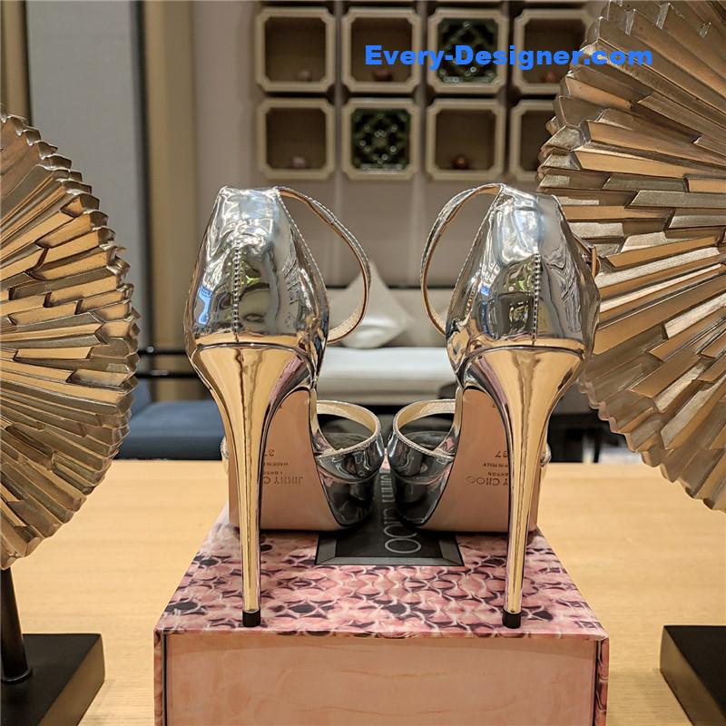 J1m*y Ch00 crystal chain heeled platform sandals