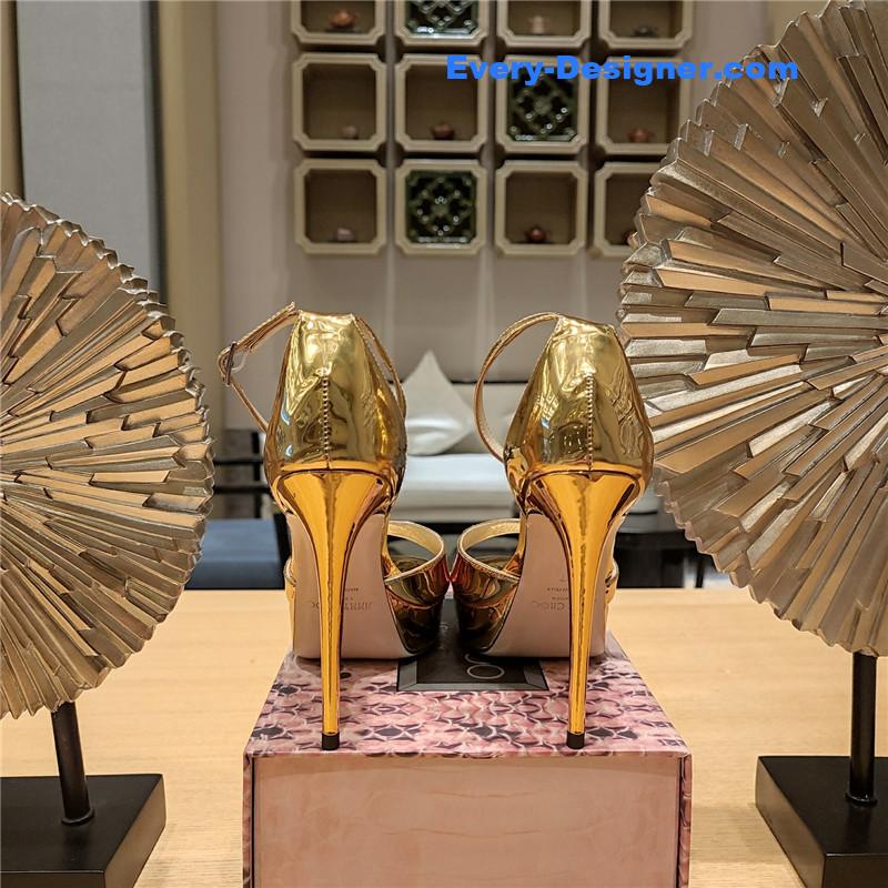 J1m*y Ch00 crystal chain heeled platform sandals