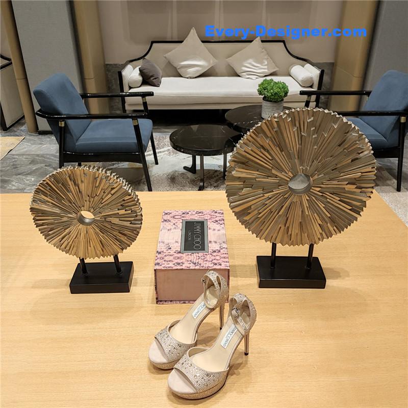 J1m*y Ch00 crystal chain heeled platform sandals