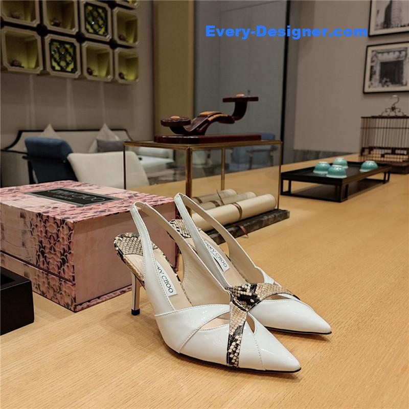 J1m*y Ch00 high-heeled hollow leather style pointed sandals