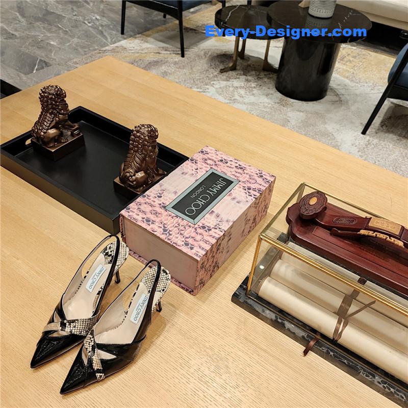 J1m*y Ch00 high-heeled hollow leather style pointed sandals