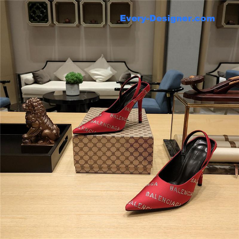 Ba1en*iaga pointed toe stiletto square tail mule sliders