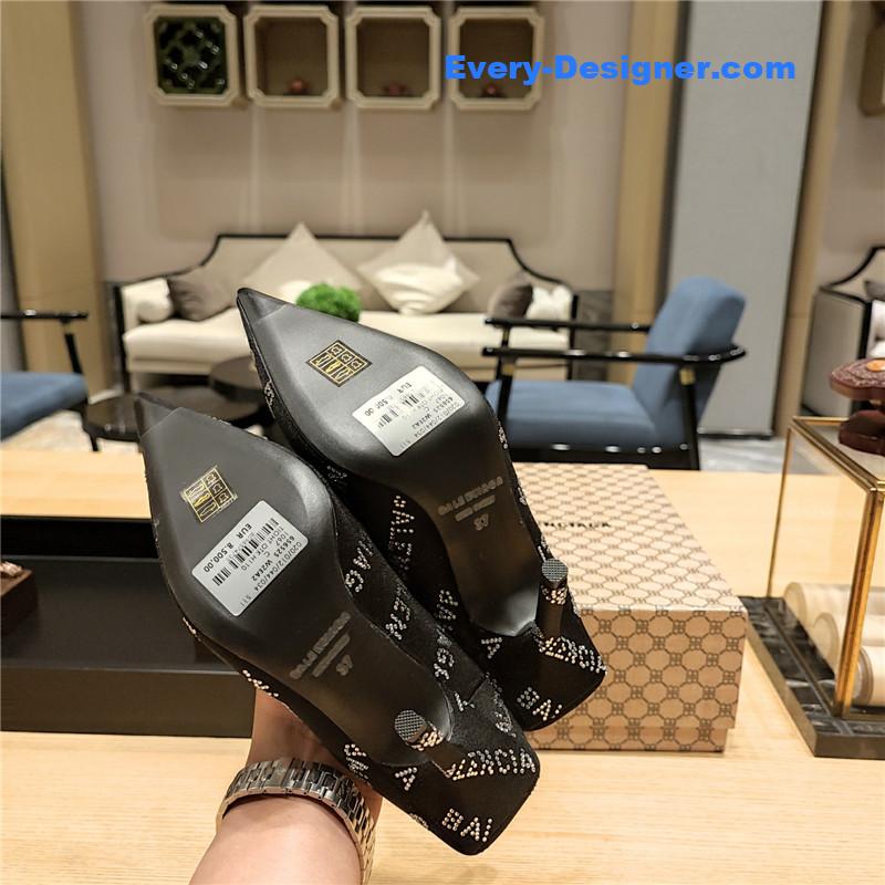 Ba1en*iaga pointed toe stiletto square tail mule sliders