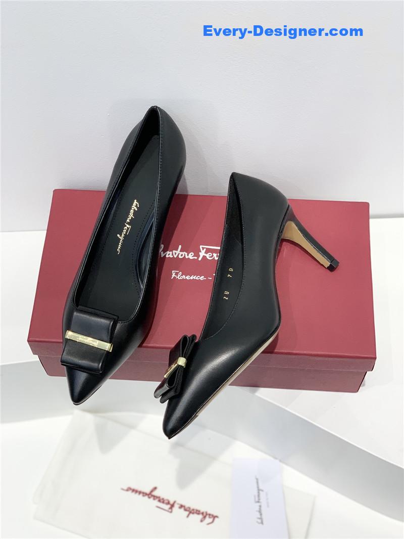 Salvatore Ferragamo double bow pointed pumps