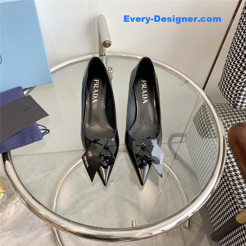 Prada Brushed Black Leather Pumps