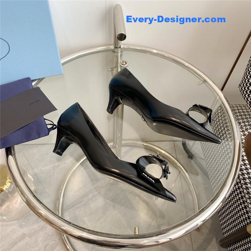 Prada Brushed Black Leather Pumps