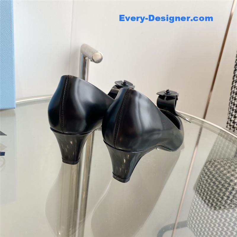 Prada Brushed Black Leather Pumps