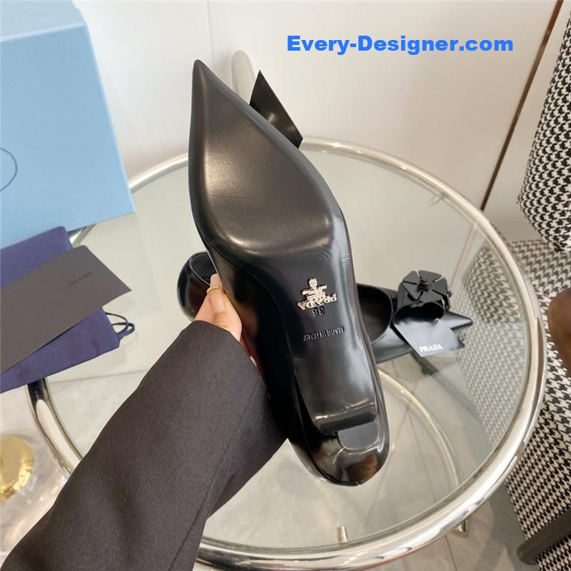 Prada Brushed Black Leather Pumps