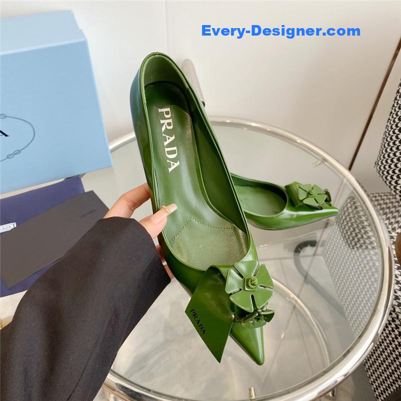 Pra*a flower pointed toe small cone heel shoes