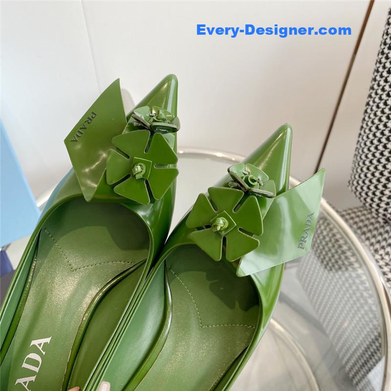 Pra*a flower pointed toe small cone heel shoes