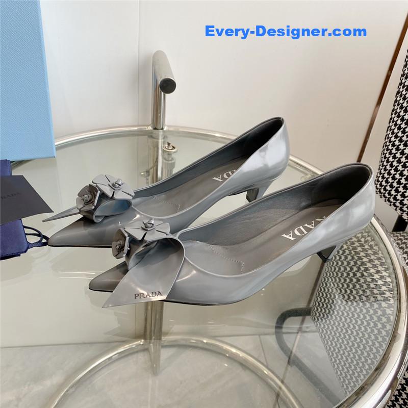 Pra*a flower pointed toe small cone heel shoes