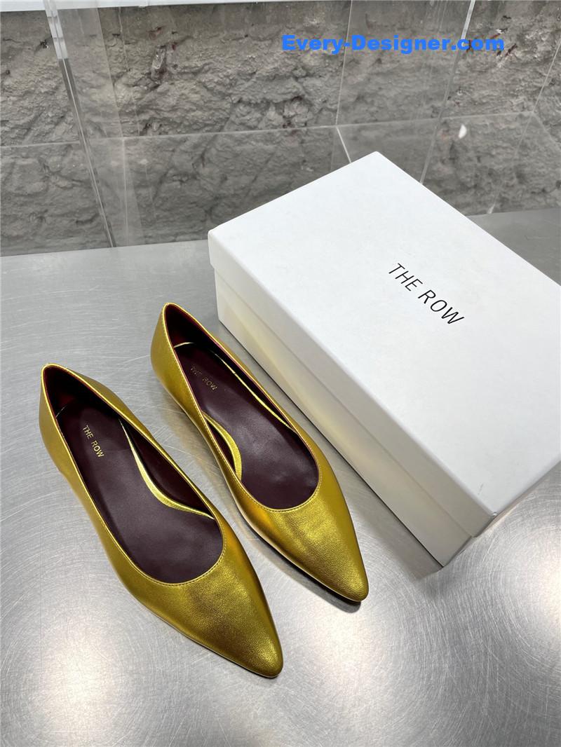 The R0w new french pointed toe chunky low-heeled shoes