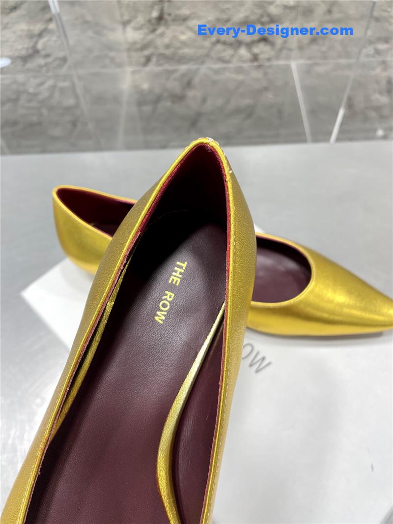 The R0w new french pointed toe chunky low-heeled shoes